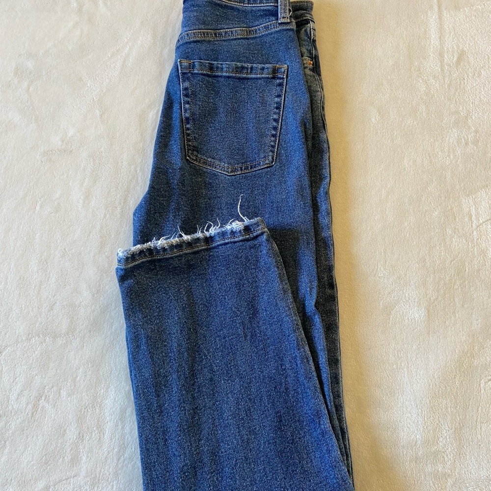 High rise straight medium washed jeans
